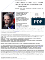 Forced Abortions and Mass Sterilization Needed To Save The Planet John Holdren Obamas Science Czar