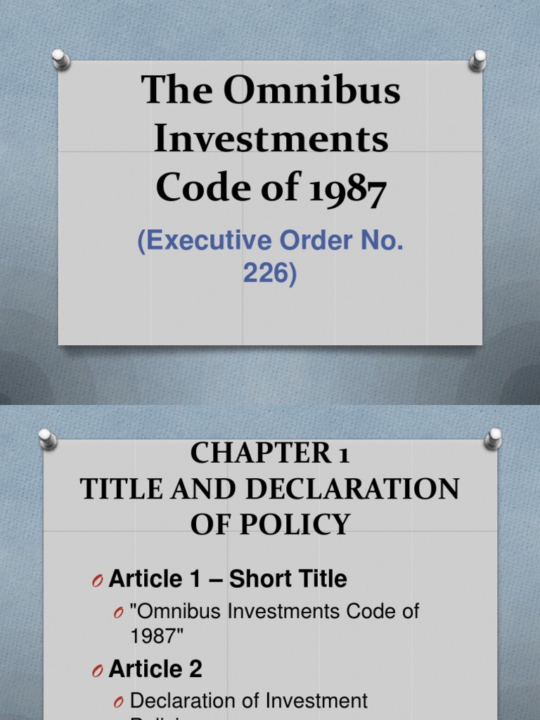 Omnibus Investments Code of 1987 | PDF | Taxes | Exports