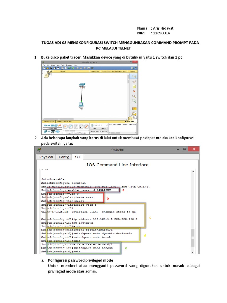 Konfigurasi Switch Menggunakan Command Prompt Pada PC Melalui Telnet ...
