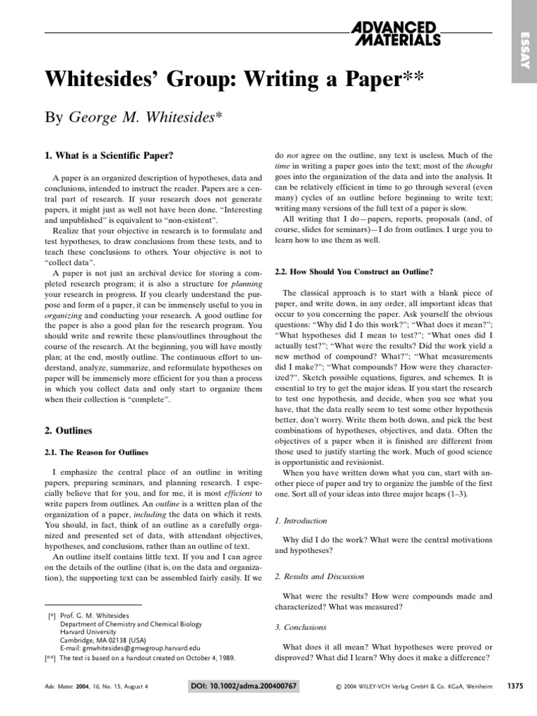 Whitesides Writing Res Paper PDF | PDF
