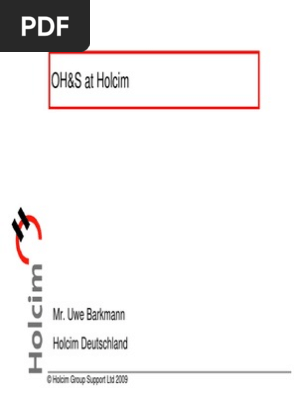 13 Holcim Occupational Safety And Health Uwe Barkmann Occupational Safety And Health Safety