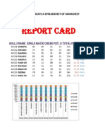 Report Card: Question.1 Create A Spreadsheet of Marksheet