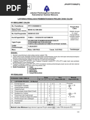 Jpkppt1009 P1 Borang Penilaian Pembentangan Dkm Dlkm Format Contoh Pdf