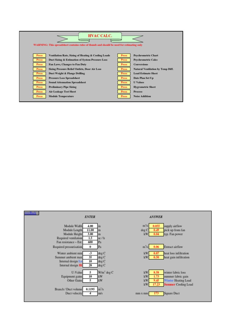HVAC Load Calculation Spreadsheet | PDF | Technology & Engineering