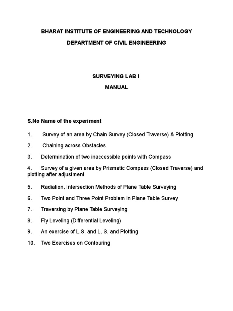 Surveying I Lab Manual Pdf Surveying Compass - 