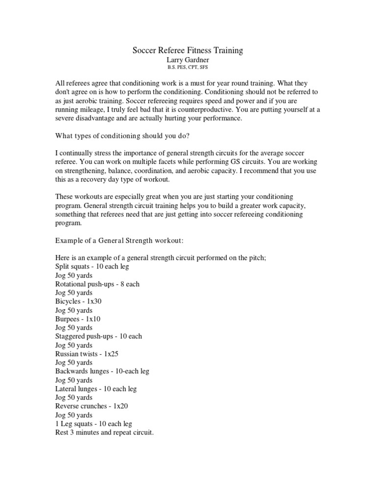 Soccer Referee Fitness PDF Physical Exercise Physical Fitness