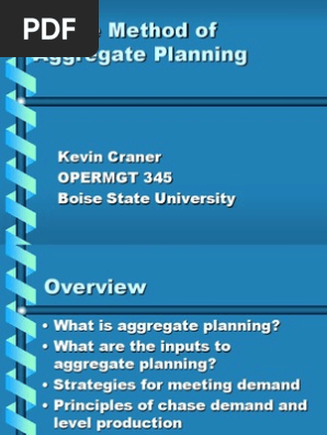 Chase Method Of Aggregate Planning Pdf Labour Economics Inventory