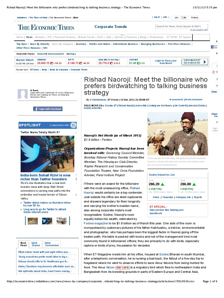 Rishad Naoroji: Meet The Billionaire Who Prefers Birdwatching To