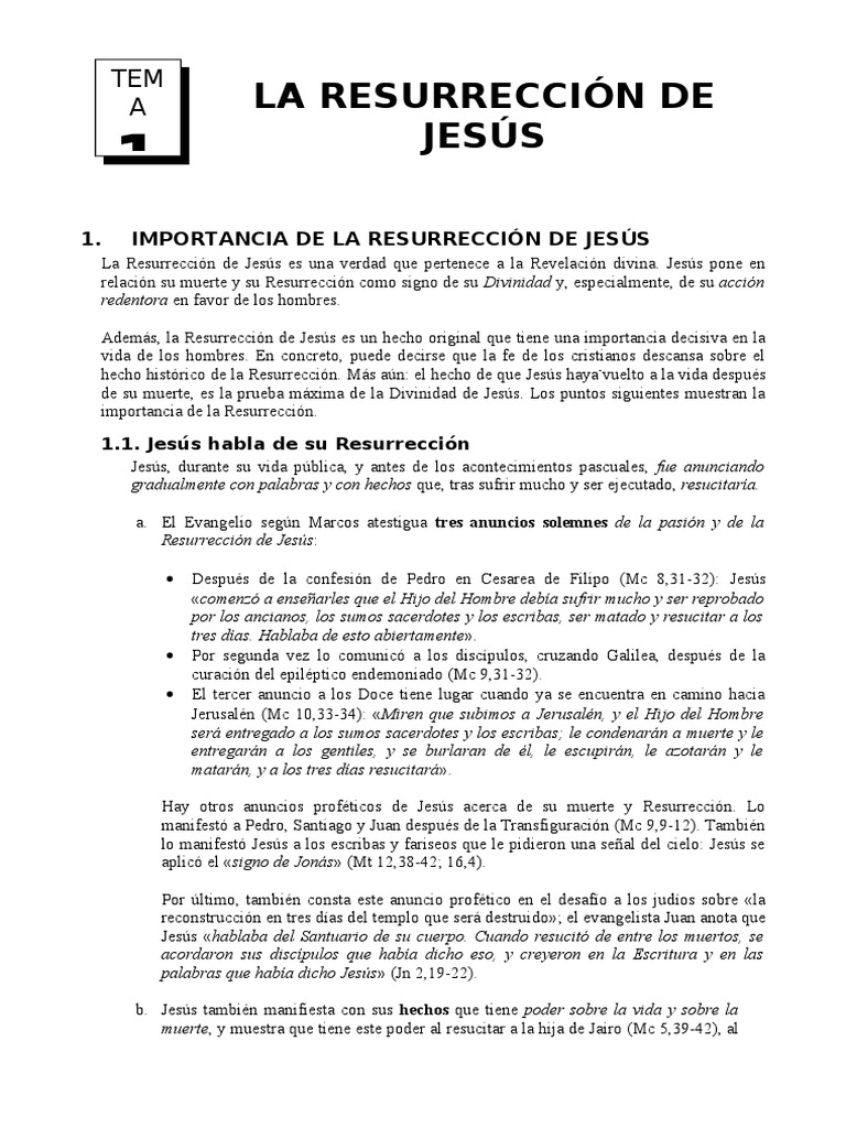 Tema 10 La Resurreccion de Jesucristo | PDF | La resurrección de Jesús ...