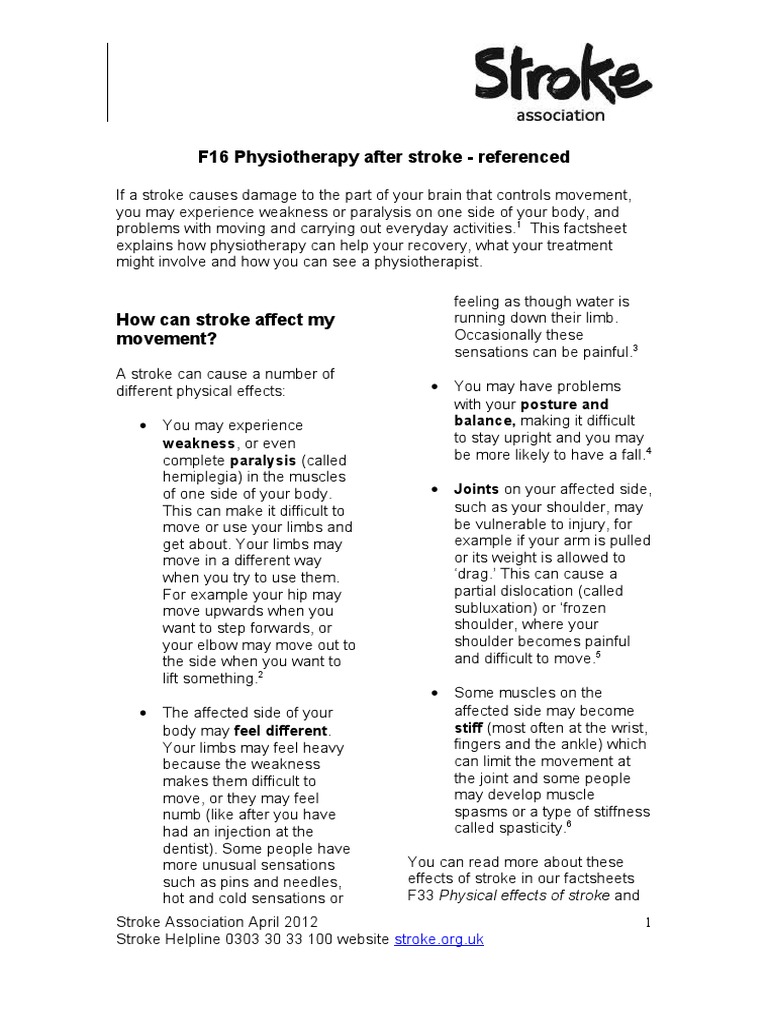 Physiotherapy for Stroke Recovery Guide | PDF | Physical Therapy | Stroke