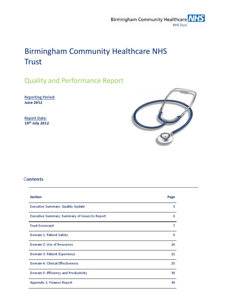 BCHC Quality and Performance Report Final Jun - Jul 2012 PDF | PDF ...