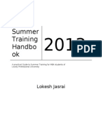 Summer Training Handbo Ok: Lokesh Jasrai