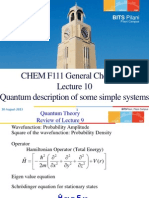 CHEM F111 General Chemistry Quantum Description of Some Simple Systems