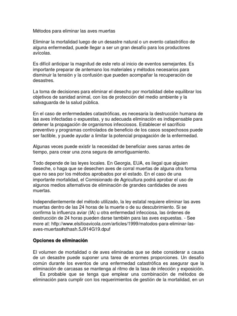 Métodos para Eliminar Las Aves Muertas | PDF | Compost | Aves