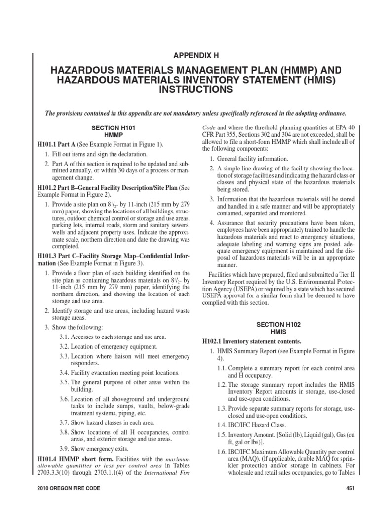 hazardous material business plan