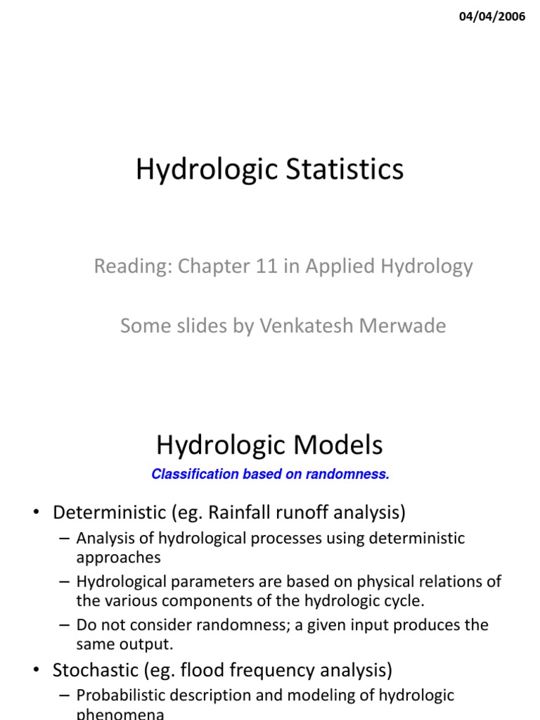 Statistical Methods in Hydrology | PDF | Probability Distribution ...