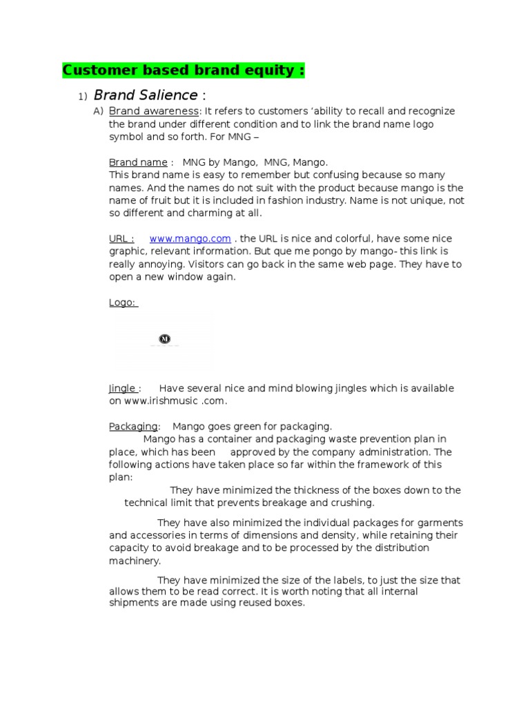 Mango Brand Equity Analysis | PDF | Retail | Brand