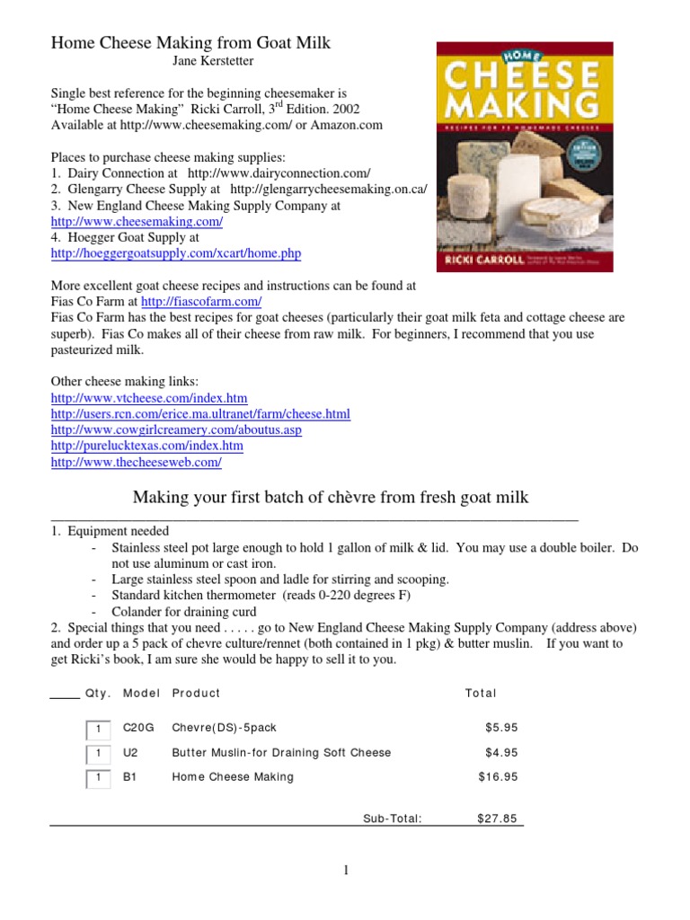 Making Chevre PDF | PDF | Cheese | Cheesemaking