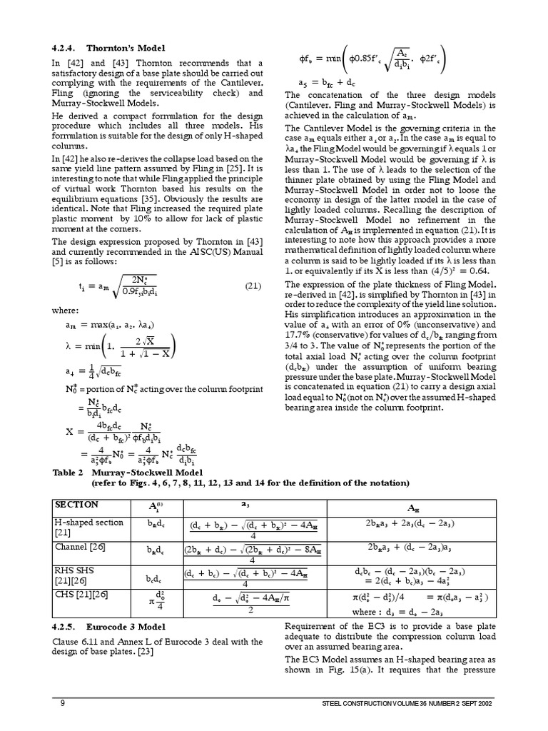 Thornton's Base Plate Design Model | PDF | Applied Mathematics ...