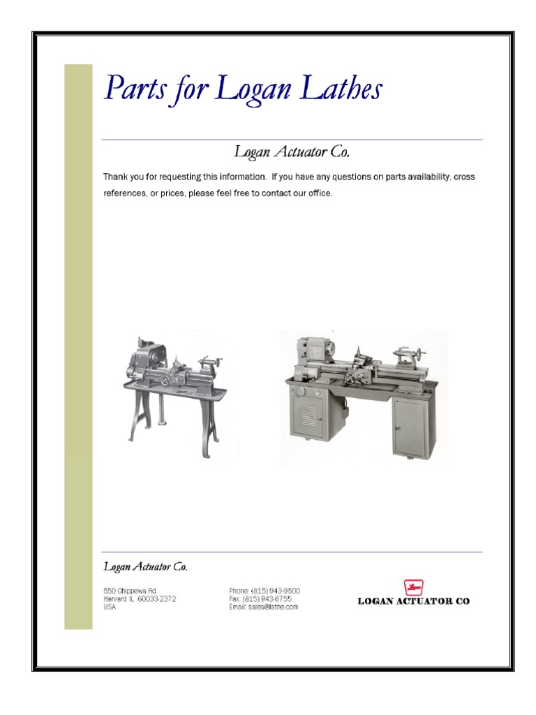 Logan Lathe Parts.pdf Belt (Mechanical) Screw