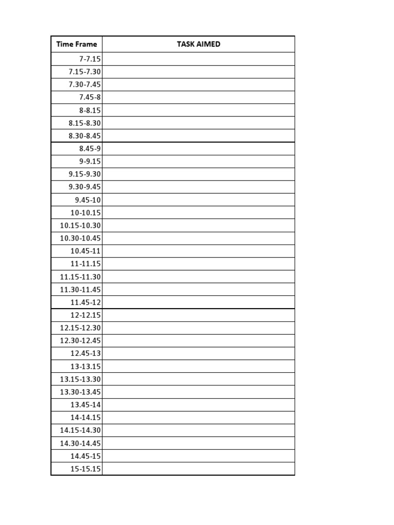 Daily Task Time Schedule | PDF | Home & Garden