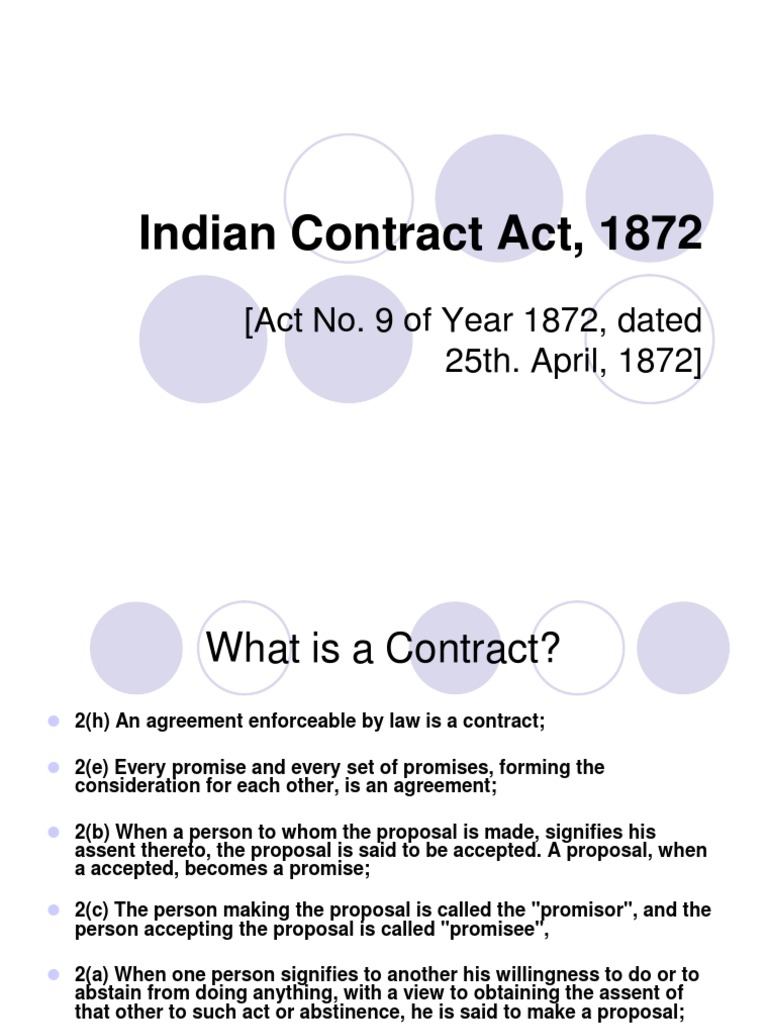 Indian Contract Act, 1872.ppt Damages Law Of Agency