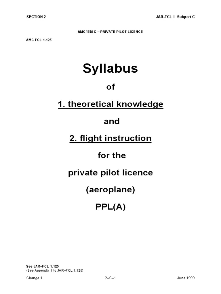 PPL(A) Syllabus Overview and Regulations | PDF