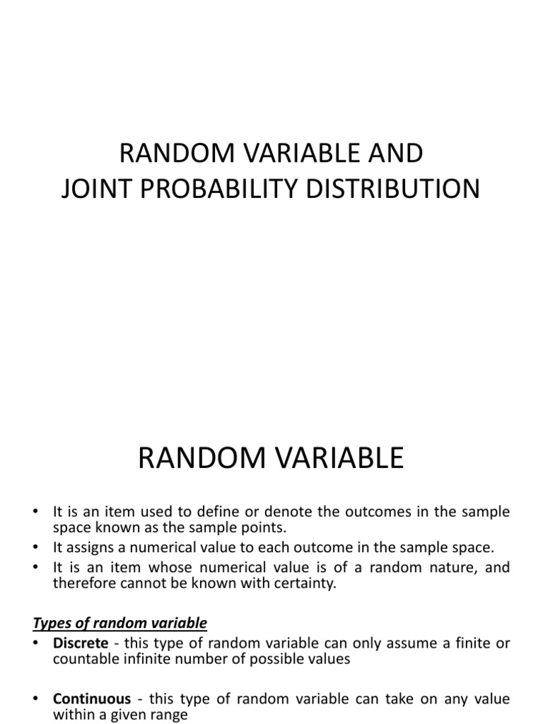 3random Variable - Joint PDF Notes PDF | PDF | Probability Distribution ...
