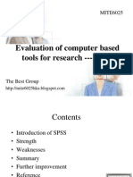 Evaluation of Computer Based Tools For Research - SPSS: MITE6025