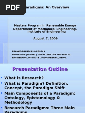 Research Paradigms An Overview Paradigm Validity - 