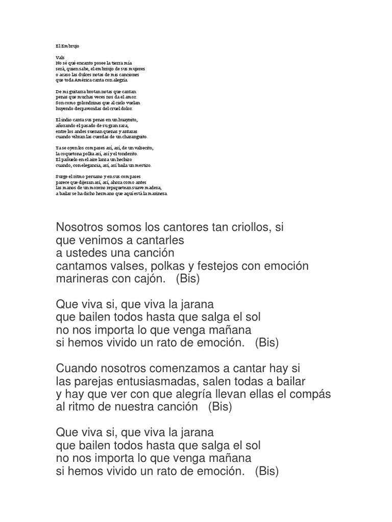 Letra de Valses Valses Perú