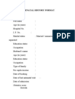 Antenatal History Format