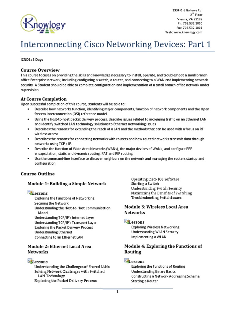ICND1 - Interconnecting Cisco Networking Devices: Part 1 | PDF | Router ...