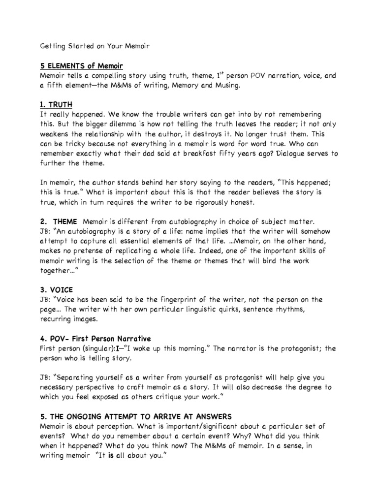 Elements of a memoir essay image