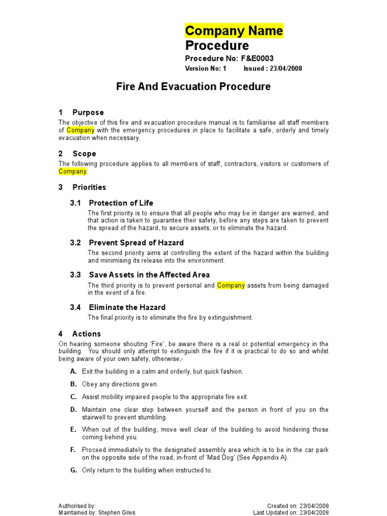 Fire and Evacuation Procedure Manual | PDF | Emergency Evacuation | Fires