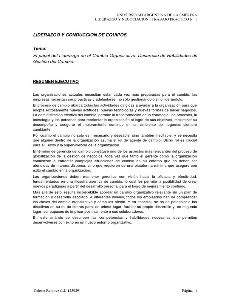 Liderazgo en el Cambio Organizativo | PDF | Liderazgo | Sociedad