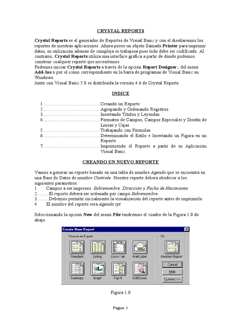 CRYSTAL REPORTS: Generación de reportes en Visual Basic | PDF | Básico ...