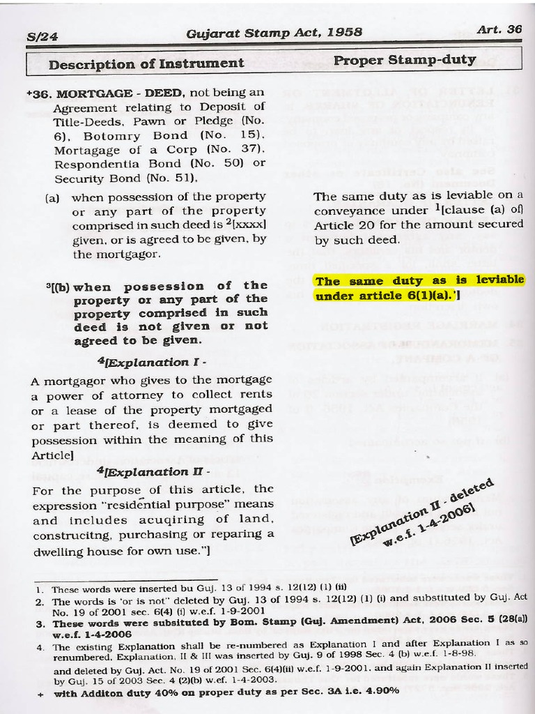 Gujarat Stamp Schedule (Mortgage Deed) PDF PDF Mortgage Law