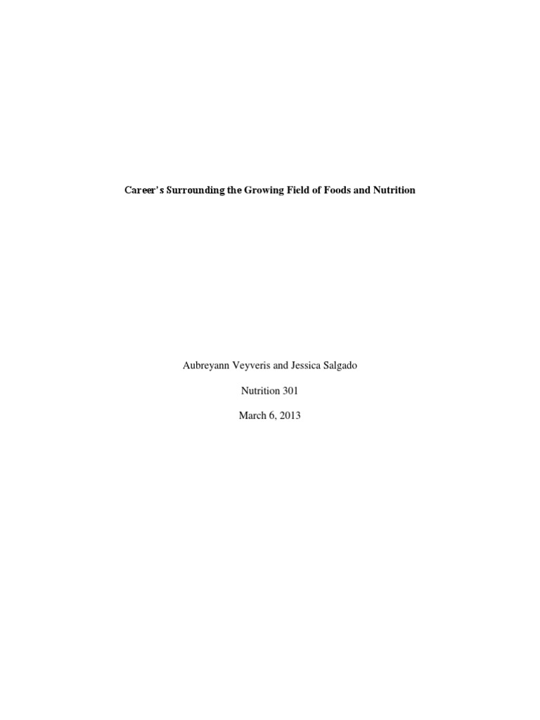 Careers in Foods and Nutrition | PDF | Dietitian | Nutrition