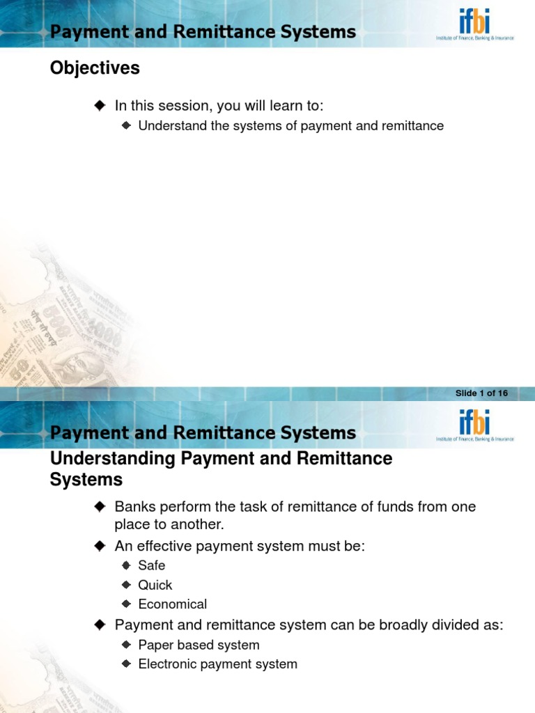 Payment and Remittance Systems Overview | PDF | Service Industries ...
