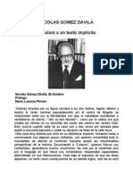 Gomez Davila Nicolas - Escolios a Un Texto Implicito