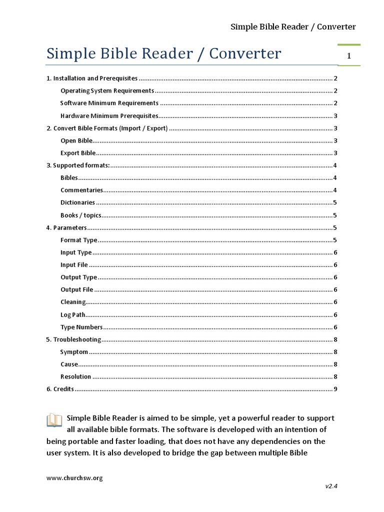 Simple Bible Reader v2.4 Overview | PDF | Parameter (Computer ...