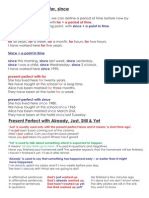 Present Perfect With For, Since, Yet, Already, Just PDF