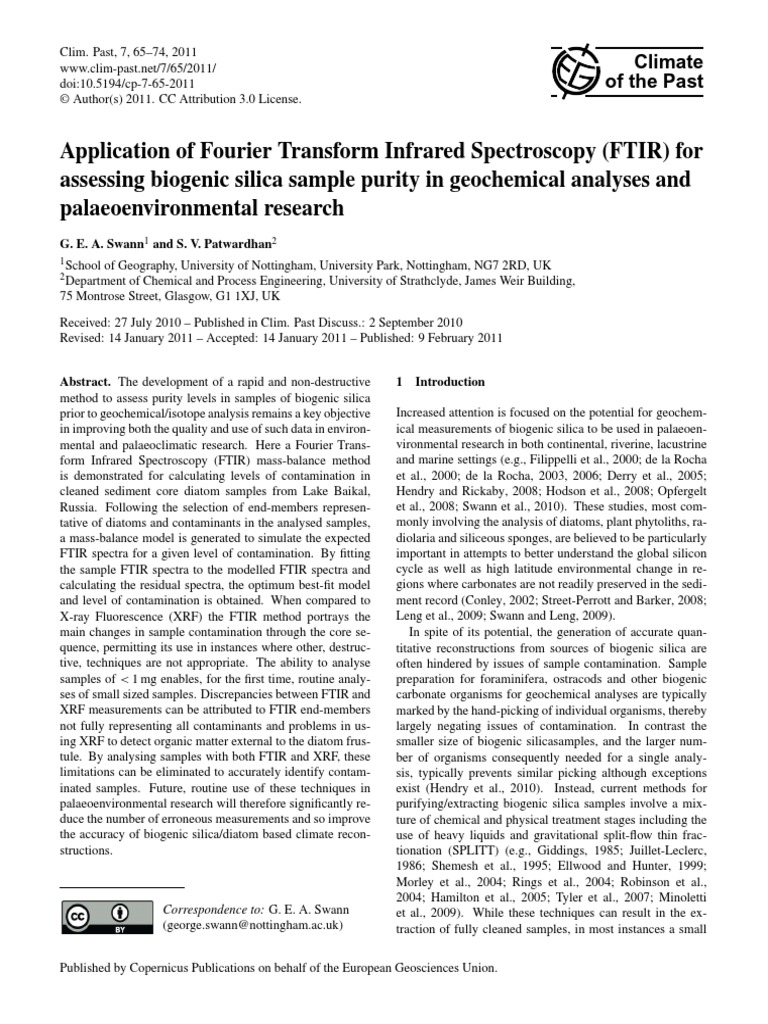 FTIR Spectroscopy in Biogenic Silica Analysis | PDF | Fourier Transform ...