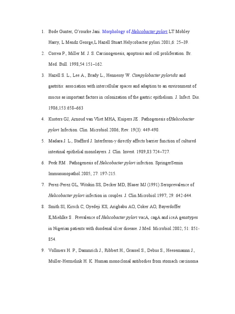 Helicobacter pylori: Pathogenesis and Studies | PDF