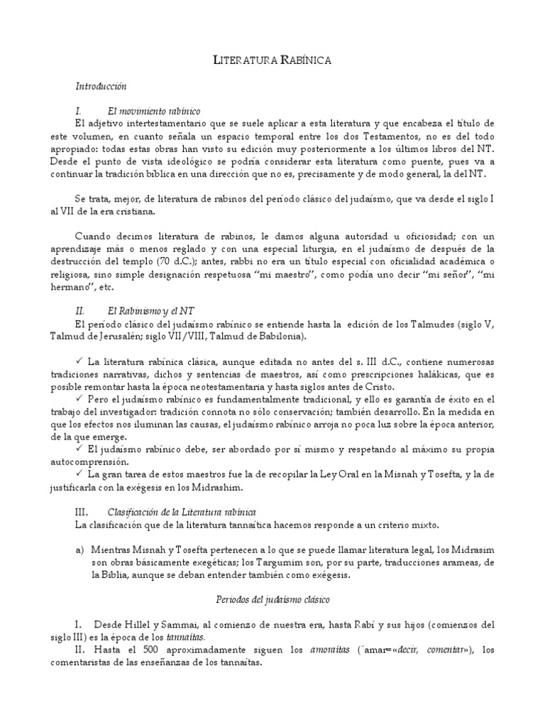 Literatura Rabínica y la Misnah | PDF | Tora | Talmud