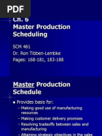 MASTER PRODUCTION SCHEDULE