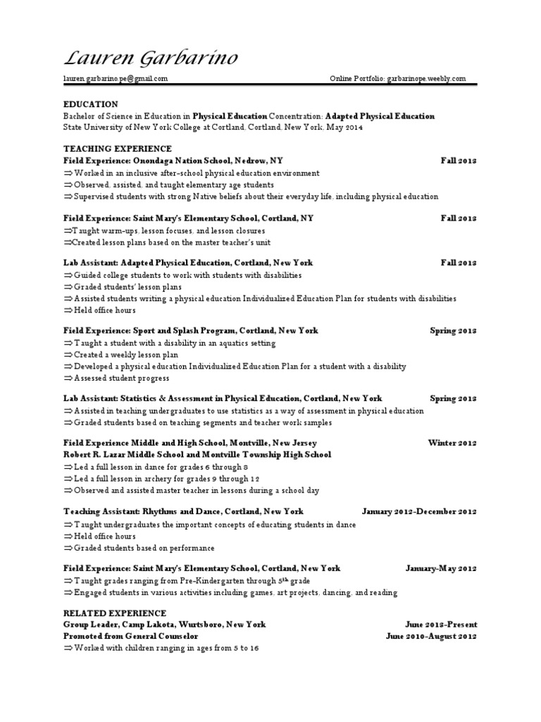 Lauren Garbarino Physical Education Teachers