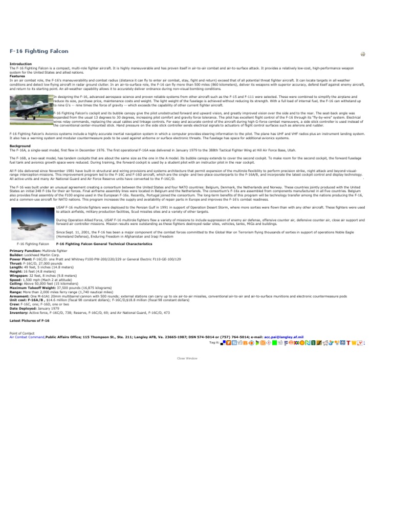 F 16 Fighting Falcon Pdf Pdf General Dynamics F 16 Fighting Falcon
