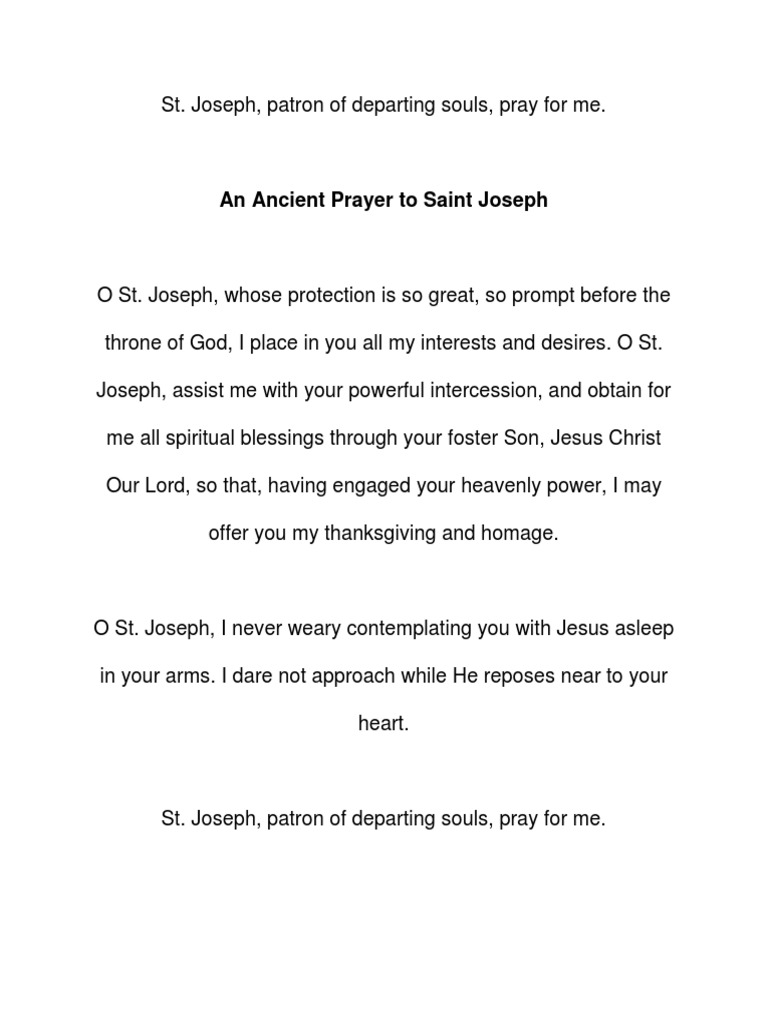 Prayer To St Joseph Pdf Pdf